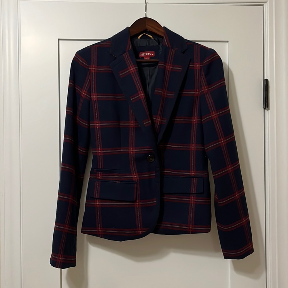 Blazer - Plaid - Navy - Maroon
